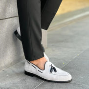 Gray Suede Tassel Loafers