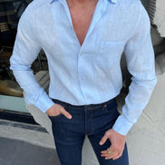Sky Blue Slim Fit Cotton Shirt