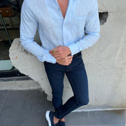 Sky Blue Slim Fit Cotton Shirt