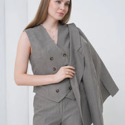Gray Striped Women Suit