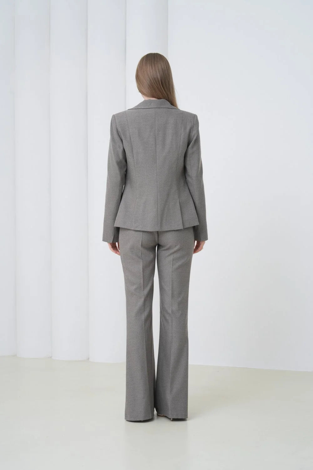 Gray Striped Women Suit