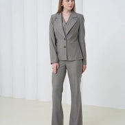 Gray Striped Women Suit