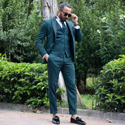 Tea Green Slim Fit Peak Lapel Groom Tuxedo