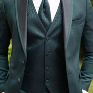 Tea Green Slim Fit Peak Lapel Groom Tuxedo
