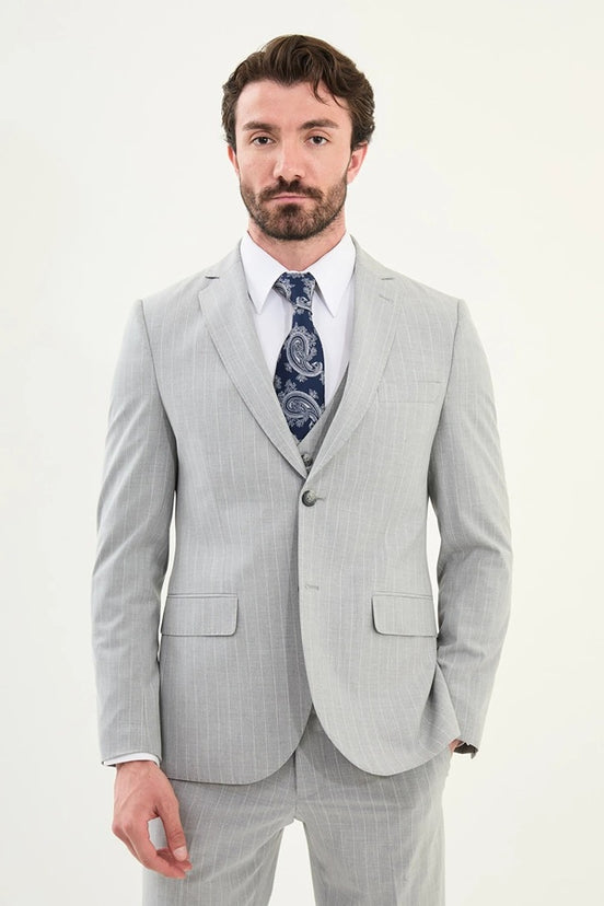 Grey Striped Suit