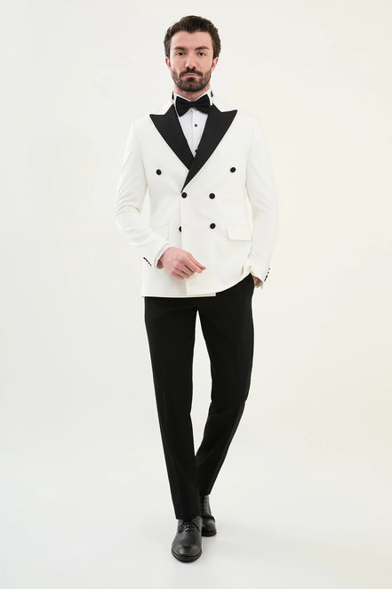 Hamden White Slim Fit Peak Lapel Tuxedo