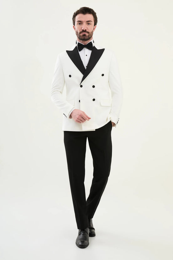 White Slim Fit Peak Lapel Tuxedo