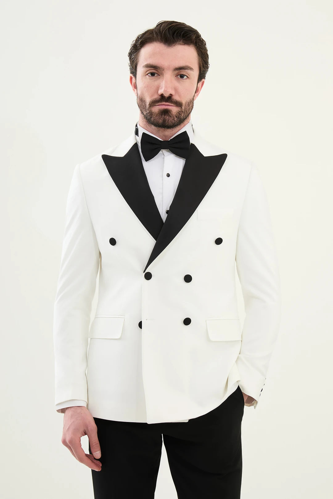 Hamden White Slim Fit Peak Lapel Tuxedo