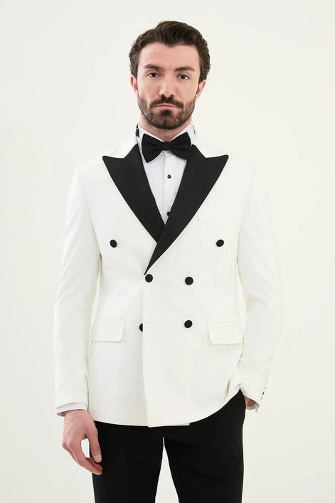 Hamden White Slim Fit Peak Lapel Tuxedo