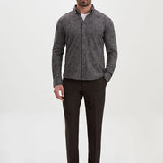 Brown Herringbone Wool Shirt