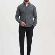 Navy Blue Herringbone Wool Shirt