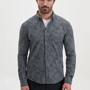 Herringbone Wool Shirt Navy Blue