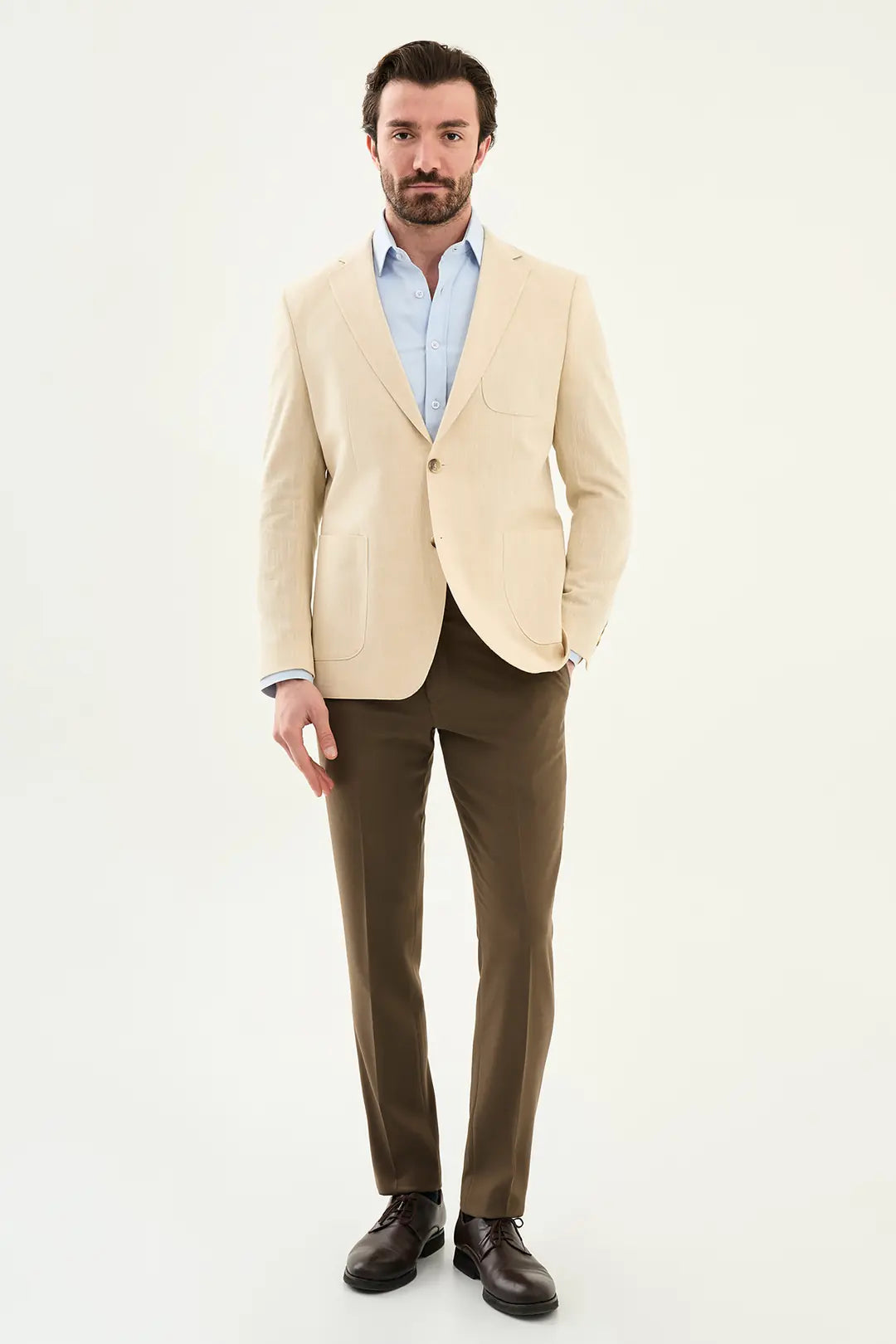 Houston Beige Crosshatch Cotton Blazer
