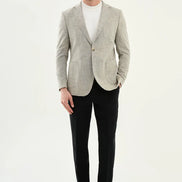 Houston Brown Crosshatch Cotton Blazer