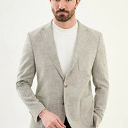 Houston Brown Crosshatch Cotton Blazer