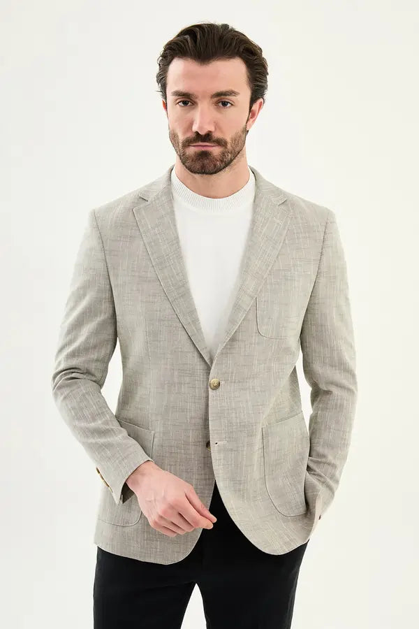 Houston Brown Crosshatch Cotton Blazer