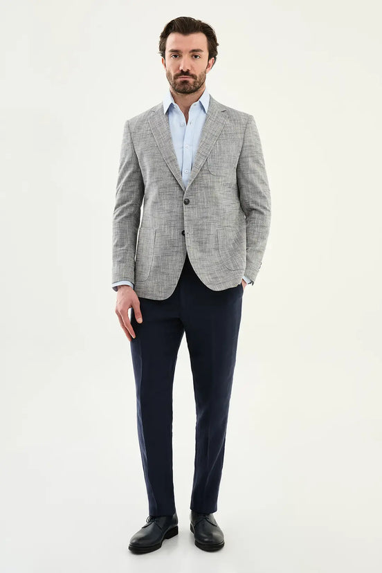 Houston Navy Blue Crosshatch Cotton Blazer