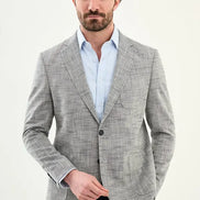 Houston Navy Blue Crosshatch Cotton Blazer