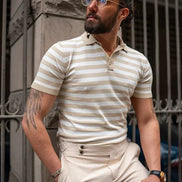 Rapid Beige Striped Polo Shirt