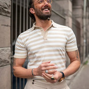 Rapid Beige Striped Polo Shirt