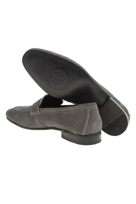 Gray Suede Penny Loafers