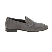 Gray Suede Penny Loafers