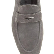 Gray Suede Penny Loafers