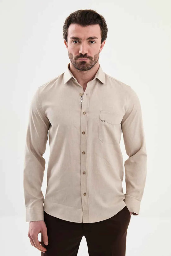Laredo Beige Crosshatch Shirt