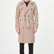 Laredo Beige Double Breasted Trench Coat with Belt