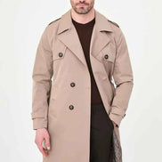 Laredo Beige Double Breasted Trench Coat with Belt