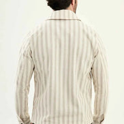 Laredo Beige Men's Striped Zip-Up Harrington Jacket
