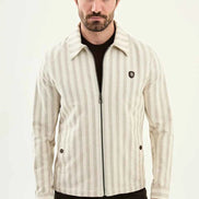 Laredo Beige Men's Striped Zip-Up Harrington Jacket