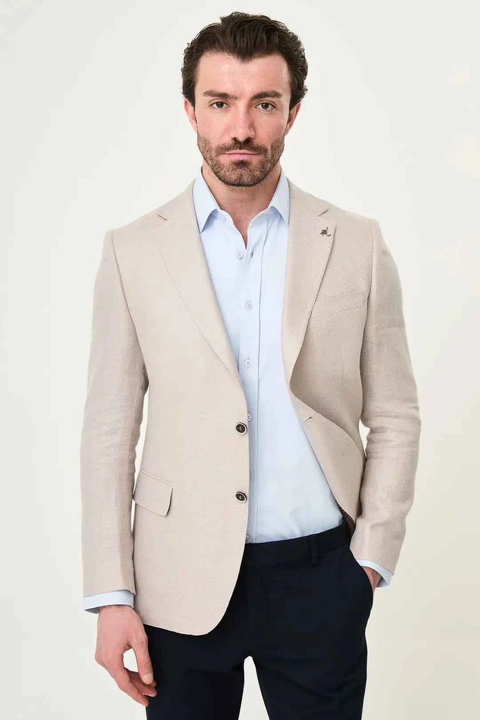Laredo Beige Notch Lapel Blazer