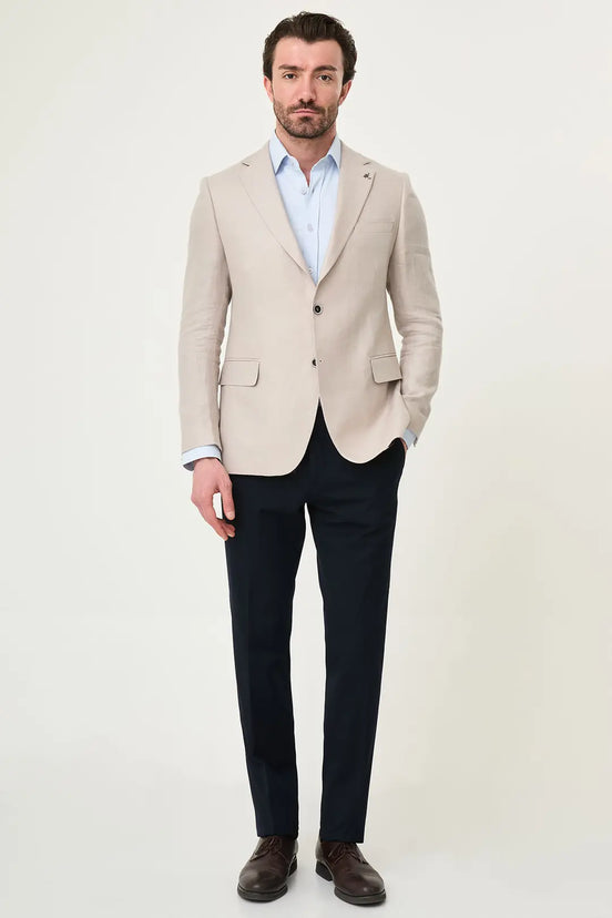 Laredo Beige Notch Lapel Blazer