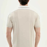 Laredo Beige Striped Knit Short Sleeve Polo Shirt