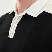 Laredo Black Striped Knit Short Sleeve Polo Shirt