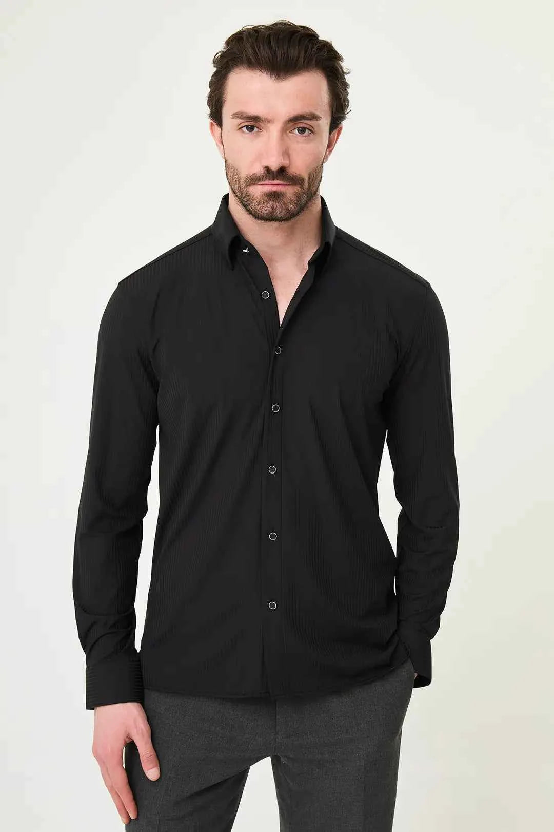 Laredo Black Tonal Pinstripe Long Sleeve Dress Shirt