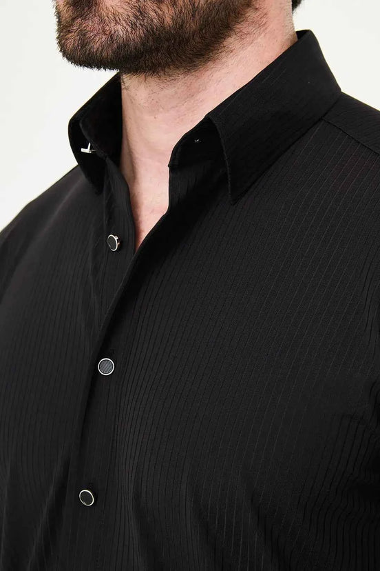 Laredo Black Tonal Pinstripe Long Sleeve Dress Shirt