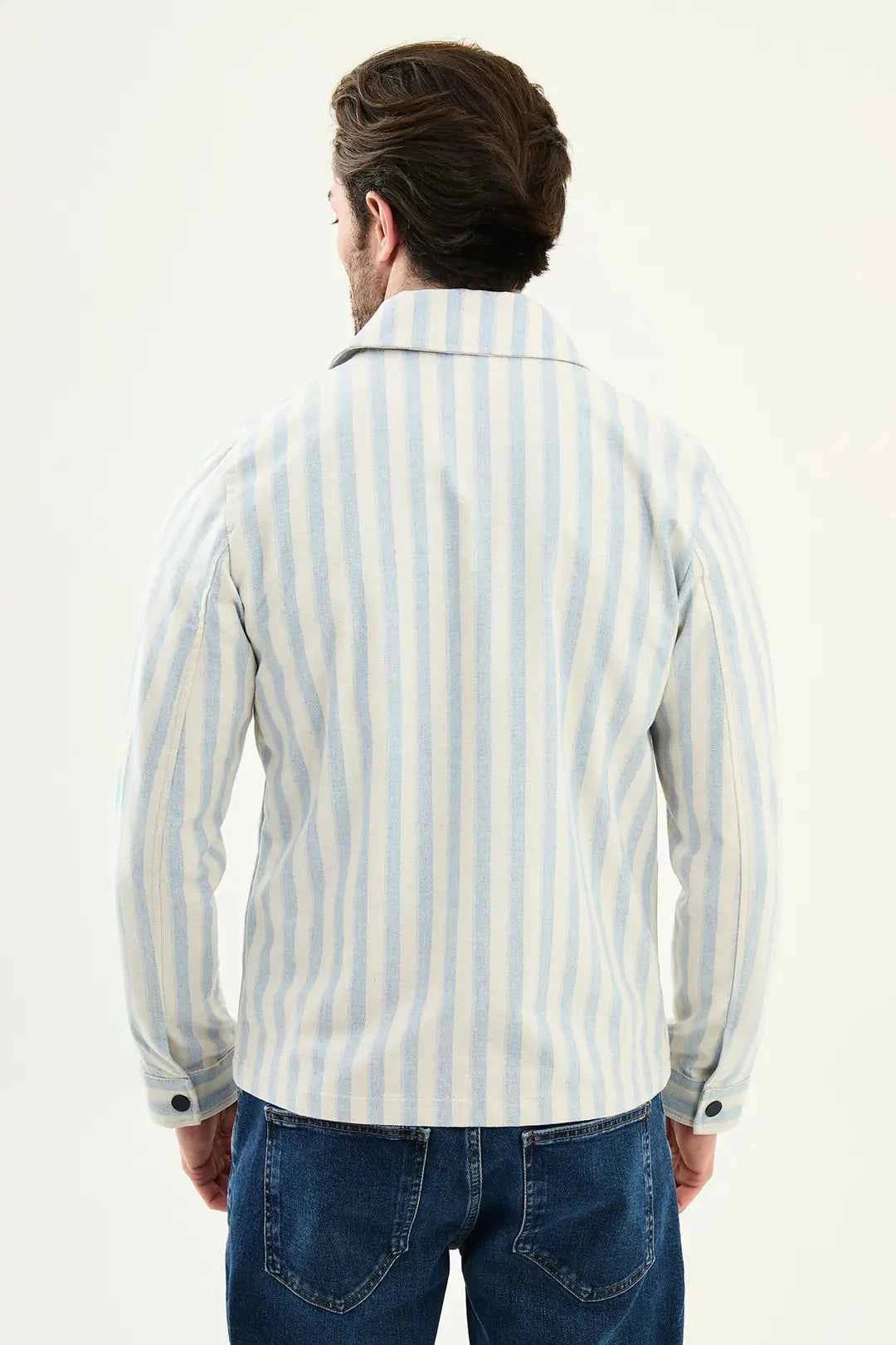 Laredo Blue Men's Striped Zip-Up Harrington Jacket