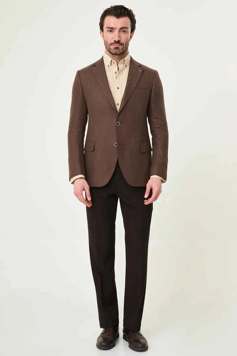 Laredo Brown Notch Lapel Blazer