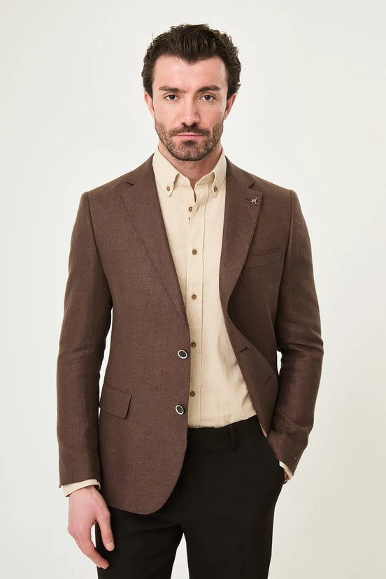 Laredo Brown Notch Lapel Blazer