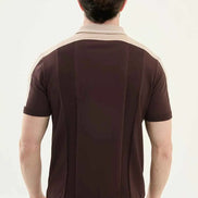 Laredo Brown Striped Knit Short Sleeve Polo Shirt
