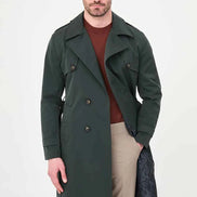 Laredo Green Double Breasted Trench Coat with Belt