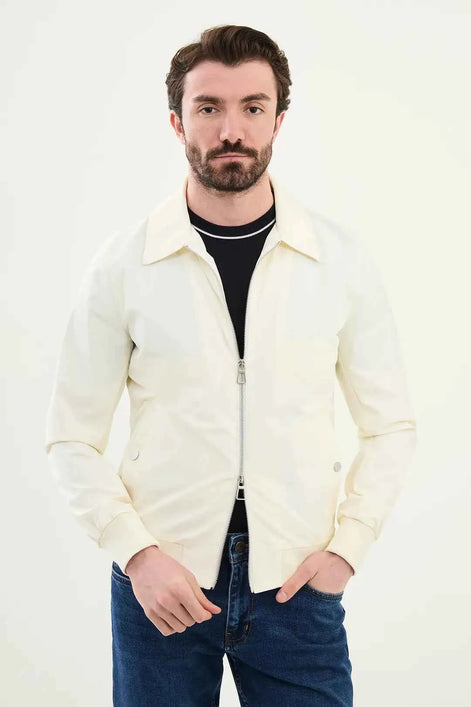 Laredo Men's Off White Zip-Up Harrington Jacket