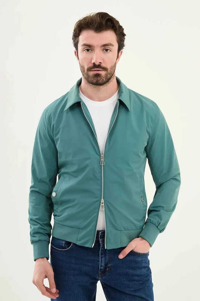 Laredo Men's Teal Zip-Up Harrington Jacket
