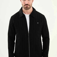 Laredo Men's Black Striped Zip-Up Overshirt Jacket