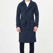 Laredo Navy Blue Double Breasted Trench Coat with Belt