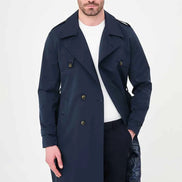 Laredo Navy Blue Double Breasted Trench Coat with Belt