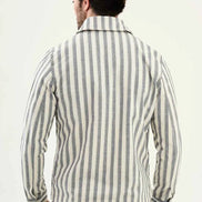 Laredo Navy Blue Men's Striped Zip-Up Harrington Jacket