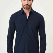 Laredo Navy Blue Tonal Pinstripe Long Sleeve Dress Shirt